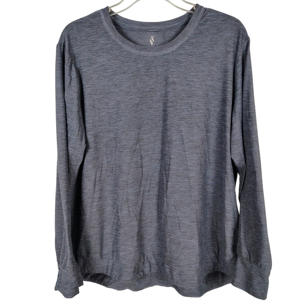 Skechers Womens XL Active Long Sleeve Top Grey Space Dye Heathered Gorpcore